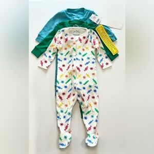 Primary Baby Organic Cotton Sleepers/Rompers Size 0-3 Month - 3 Pack